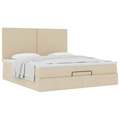 vidaXL Ottoman-Bett mit Matratze Creme 180x200 cm Stoff