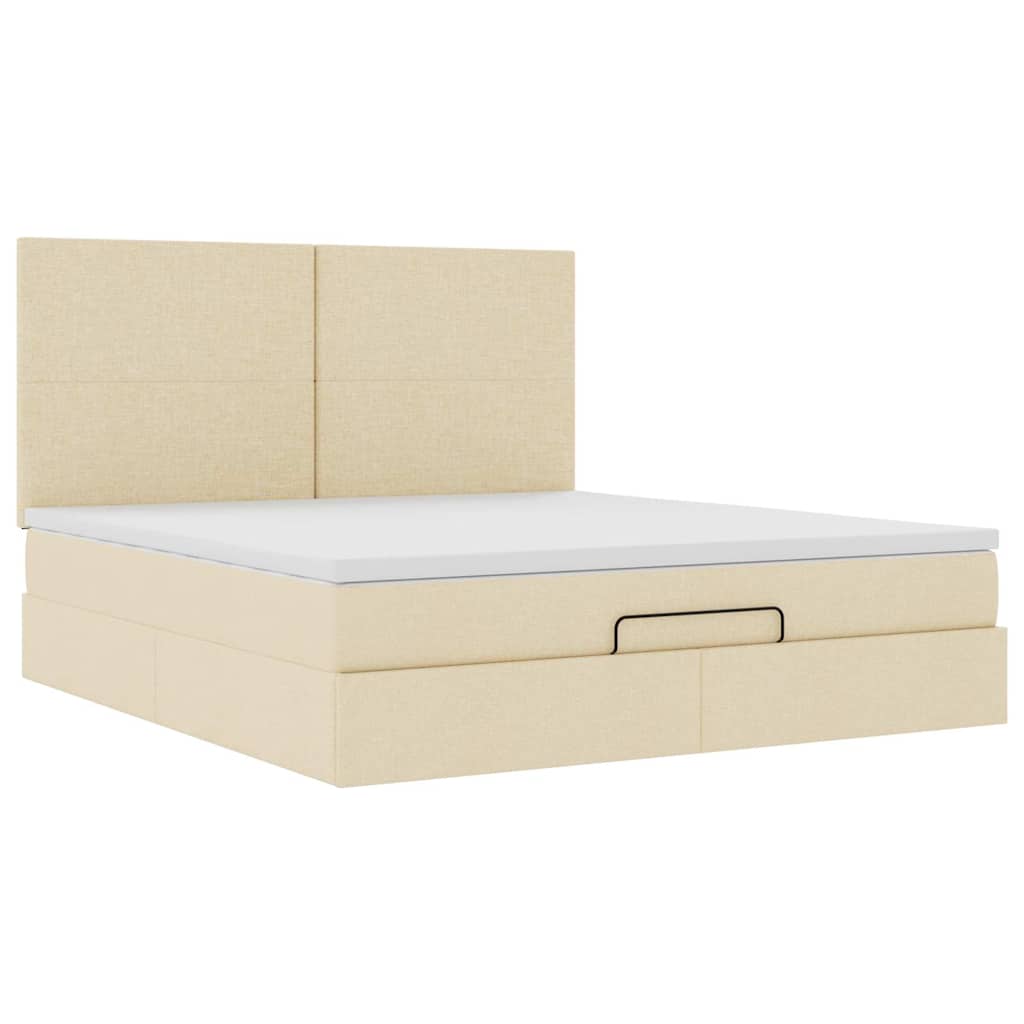 vidaXL Ottoman-Bett mit Matratze Creme 180x200 cm Stoff