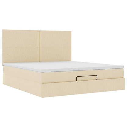vidaXL Ottoman-Bett mit Matratze Creme 180x200 cm Stoff