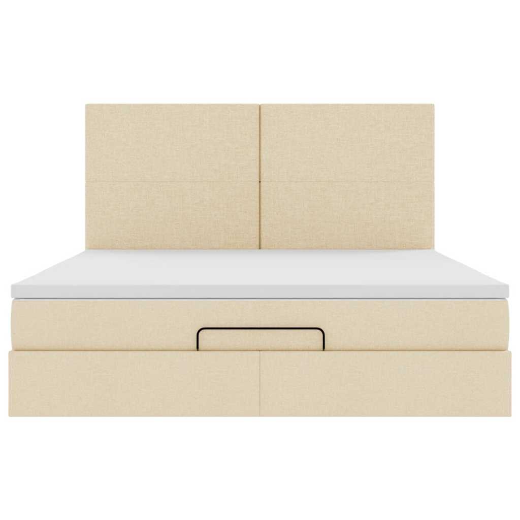 vidaXL Ottoman-Bett mit Matratze Creme 180x200 cm Stoff