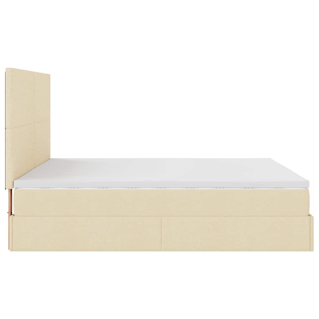 vidaXL Ottoman-Bett mit Matratze Creme 180x200 cm Stoff