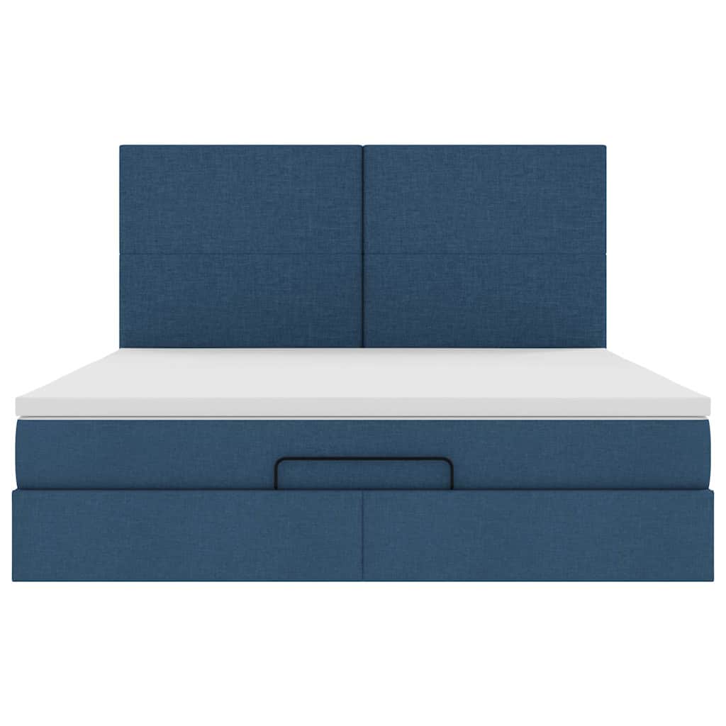 vidaXL Lit ottoman avec matelas bleu 180x200 cm tissu