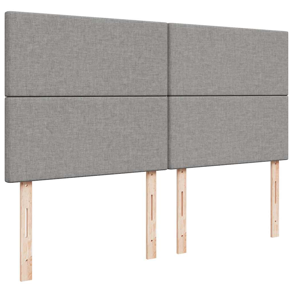 vidaXL Ottoman-Bett mit Matratzen Hellgrau 200x200 cm Stoff