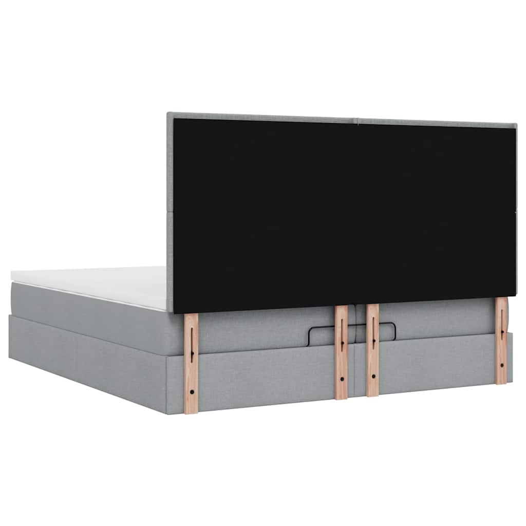 vidaXL Ottoman-Bett mit Matratzen Hellgrau 200x200 cm Stoff