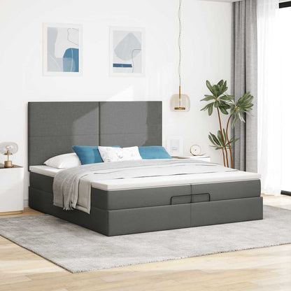 vidaXL Lit ottoman avec matelas gris foncé 200x200 cm tissu