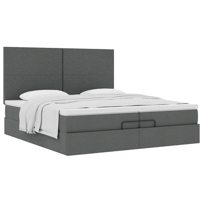 vidaXL Lit ottoman avec matelas gris foncé 200x200 cm tissu