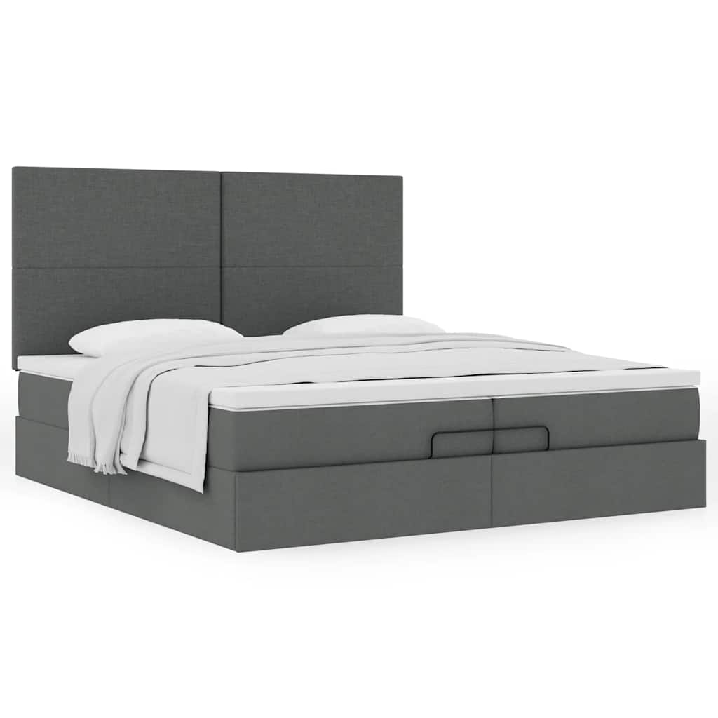 vidaXL Lit ottoman avec matelas gris foncé 200x200 cm tissu
