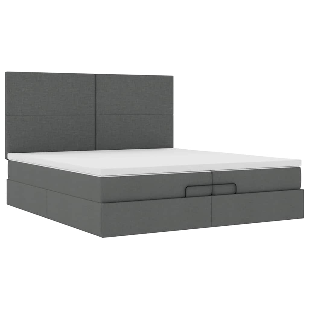 vidaXL Lit ottoman avec matelas gris foncé 200x200 cm tissu