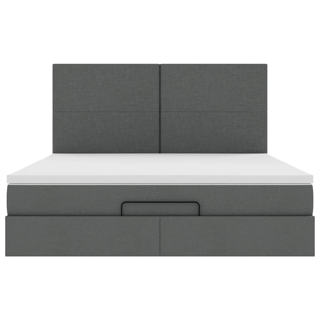 vidaXL Lit ottoman avec matelas gris foncé 200x200 cm tissu