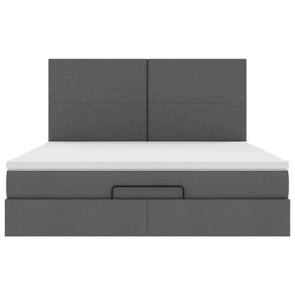 vidaXL Lit ottoman avec matelas gris foncé 200x200 cm tissu