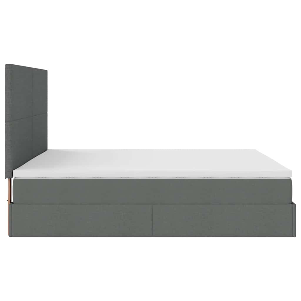 vidaXL Lit ottoman avec matelas gris foncé 200x200 cm tissu