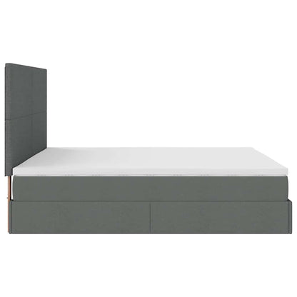 vidaXL Lit ottoman avec matelas gris foncé 200x200 cm tissu