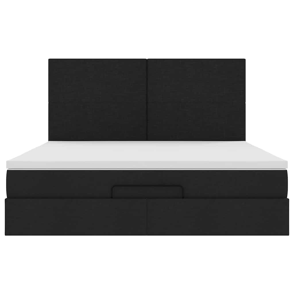 vidaXL Ottoman-Bett mit Matratzen Schwarz 200x200 cm Stoff