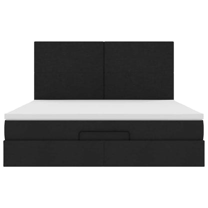 vidaXL Ottoman-Bett mit Matratzen Schwarz 200x200 cm Stoff