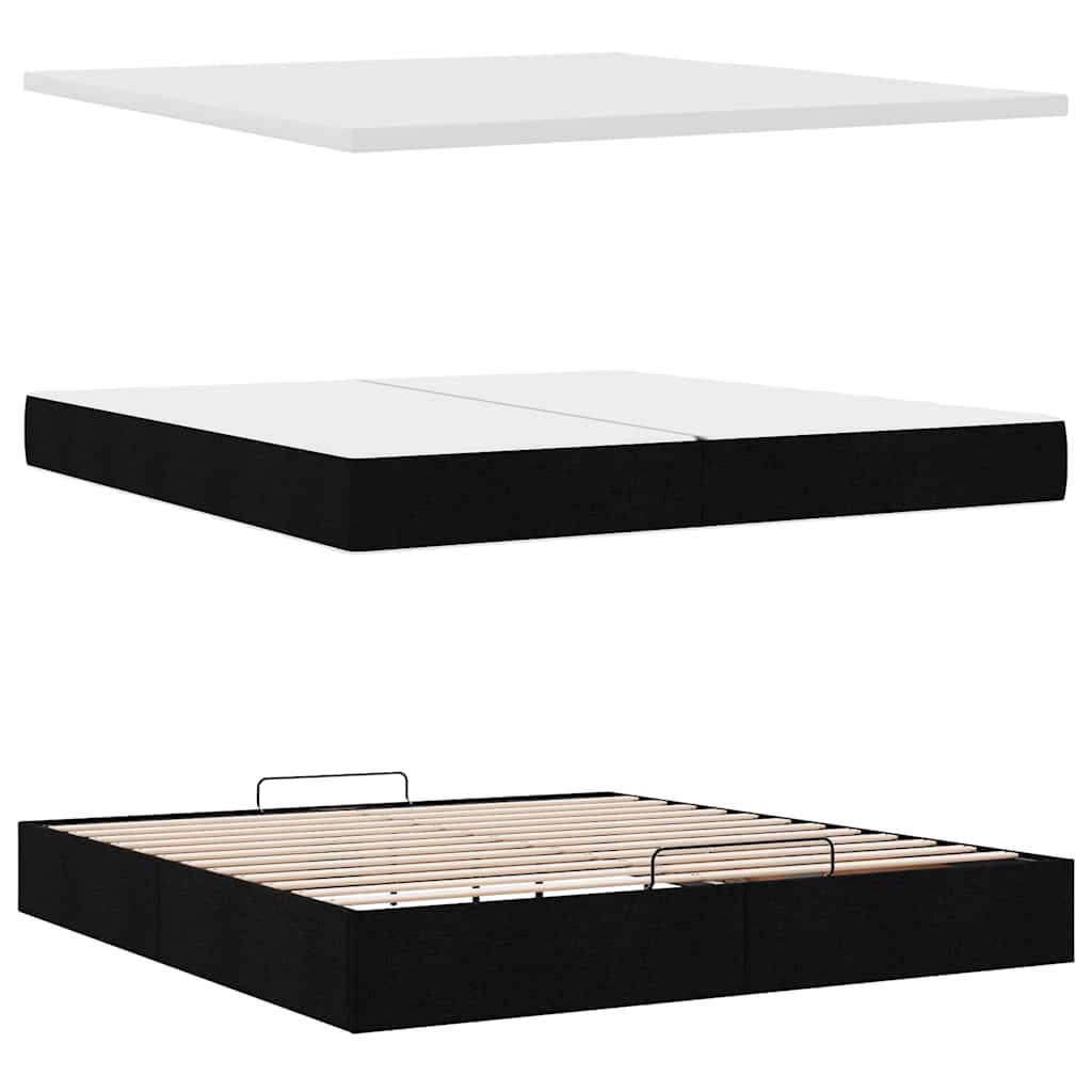 vidaXL Ottoman-Bett mit Matratzen Schwarz 200x200 cm Stoff