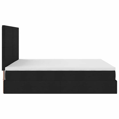 vidaXL Ottoman-Bett mit Matratzen Schwarz 200x200 cm Stoff