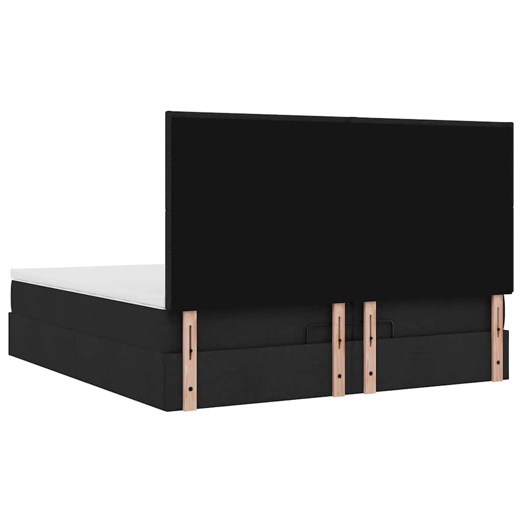 vidaXL Ottoman-Bett mit Matratzen Schwarz 200x200 cm Stoff