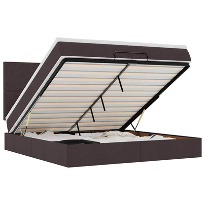 Ottoman-Bett mit Matratzen Dunkelbraun 200x200 cm Stoff