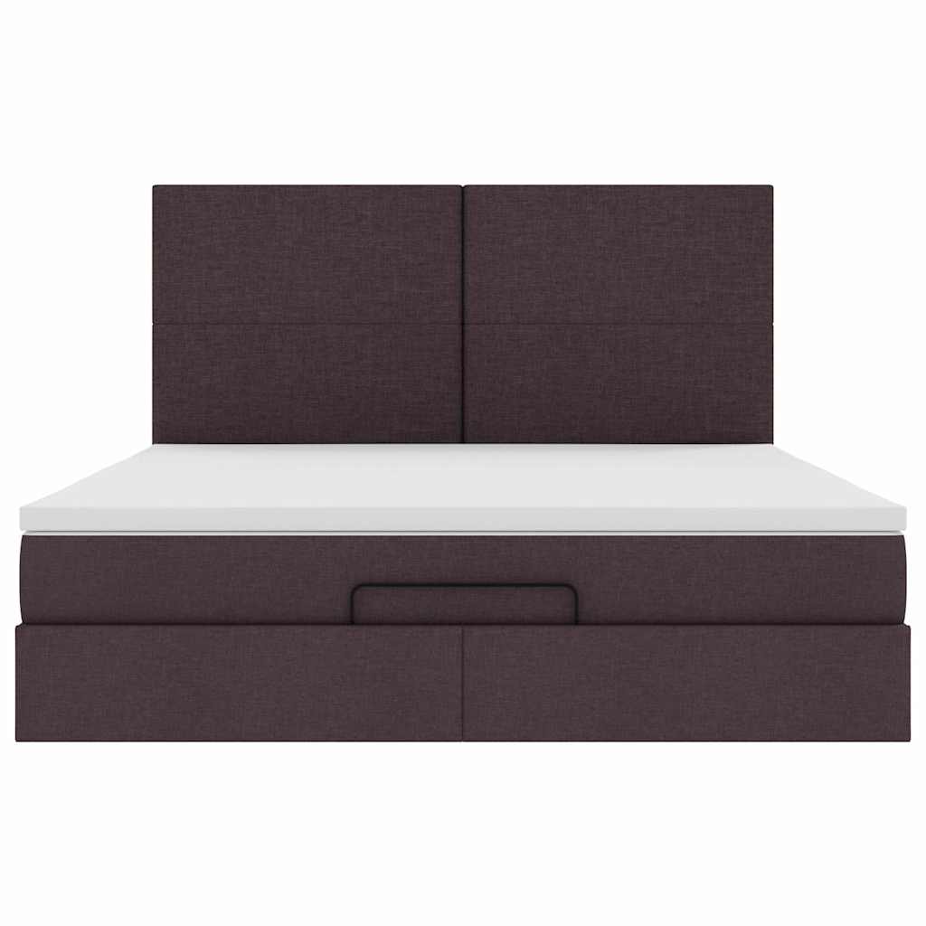 Ottoman-Bett mit Matratzen Dunkelbraun 200x200 cm Stoff