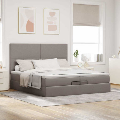 vidaXL Ottoman-Bett mit Matratzen Taupe 200x200 cm Stoff