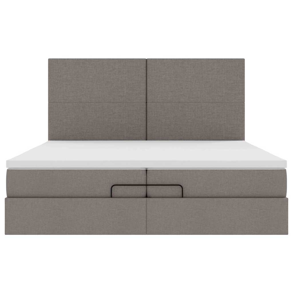 vidaXL Ottoman-Bett mit Matratzen Taupe 200x200 cm Stoff