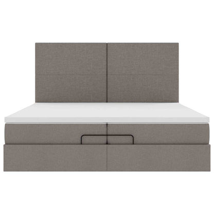 vidaXL Ottoman-Bett mit Matratzen Taupe 200x200 cm Stoff