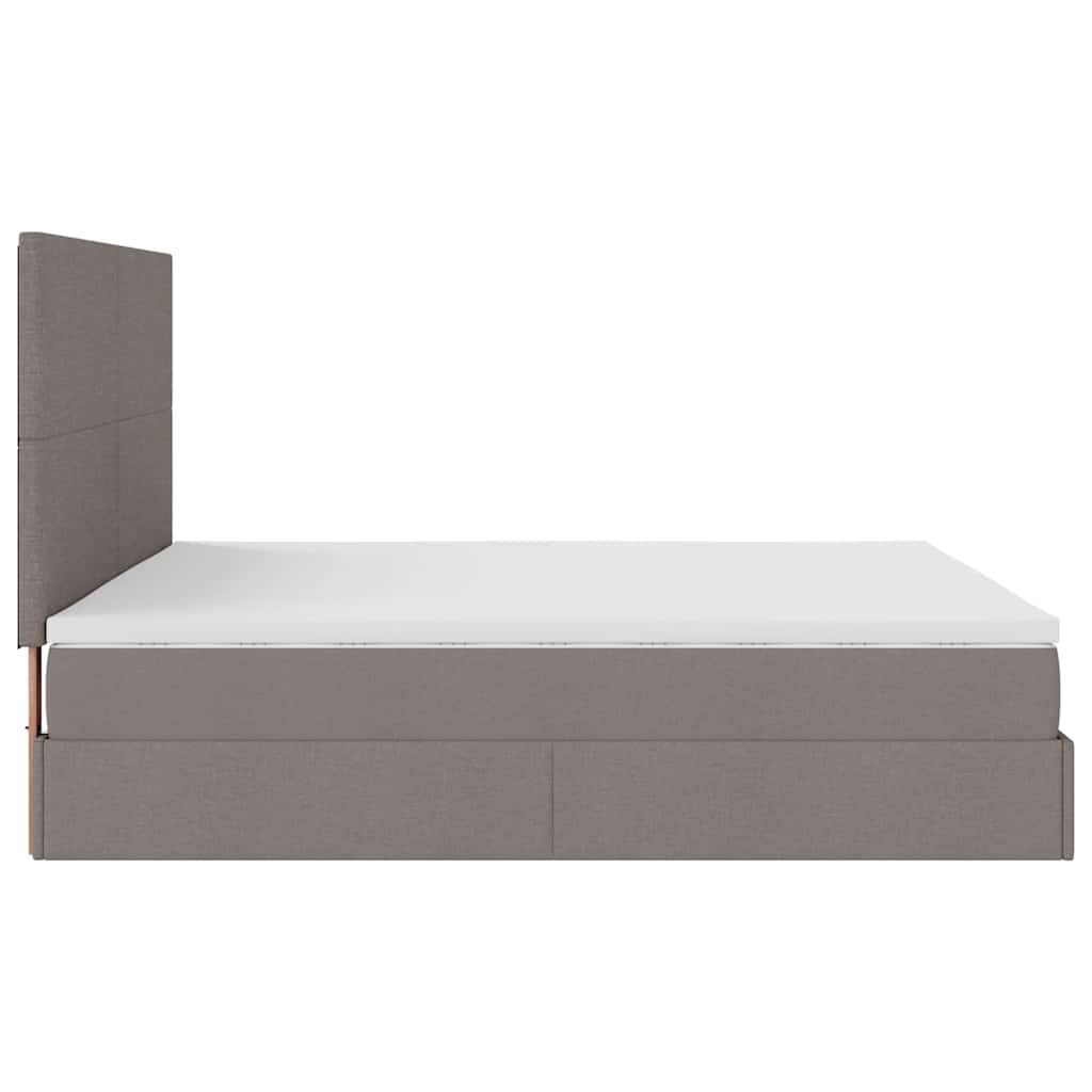 vidaXL Ottoman-Bett mit Matratzen Taupe 200x200 cm Stoff