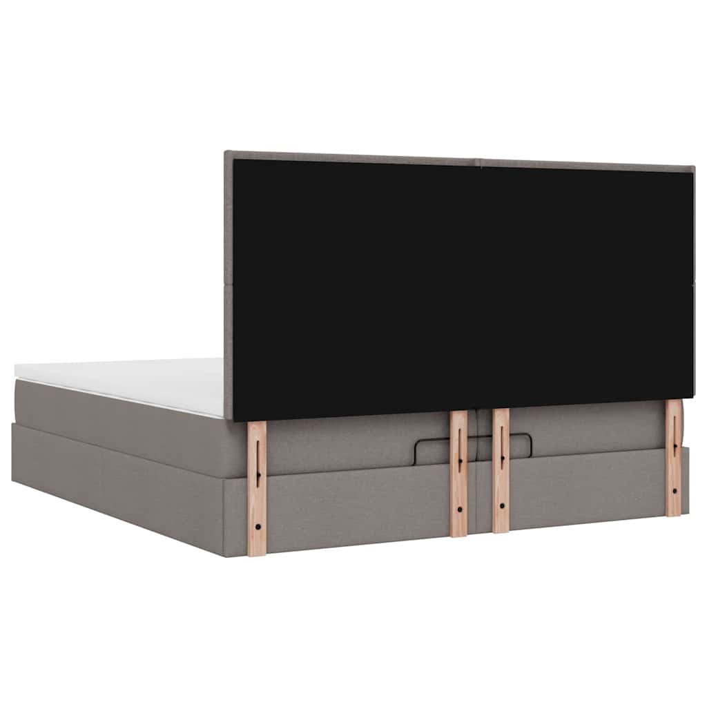 vidaXL Ottoman-Bett mit Matratzen Taupe 200x200 cm Stoff