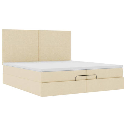 vidaXL Ottoman-Bett mit Matratzen Creme 200x200 cm Stoff