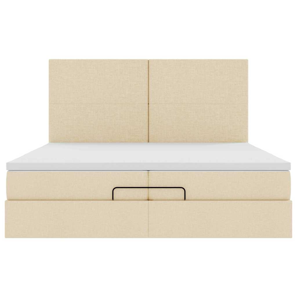 vidaXL Ottoman-Bett mit Matratzen Creme 200x200 cm Stoff