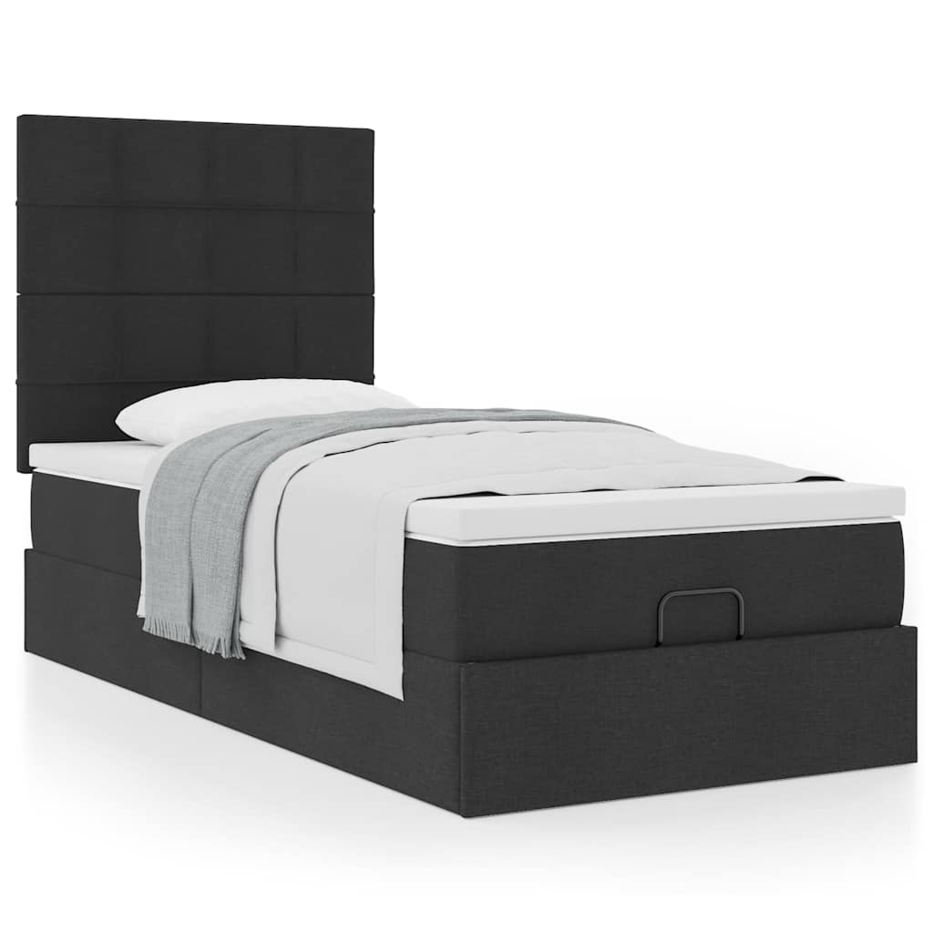 vidaXL Lit ottoman avec matelas Noir 80x200 cm Tissu