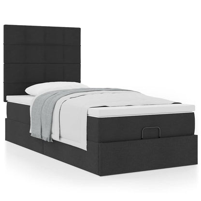 vidaXL Lit ottoman avec matelas Noir 80x200 cm Tissu
