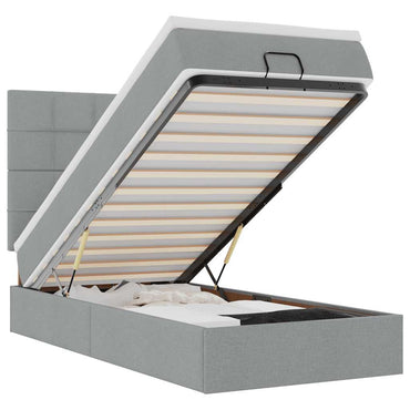 vidaXL Lit ottoman avec matelas Gris clair 90x190 cm Tissu