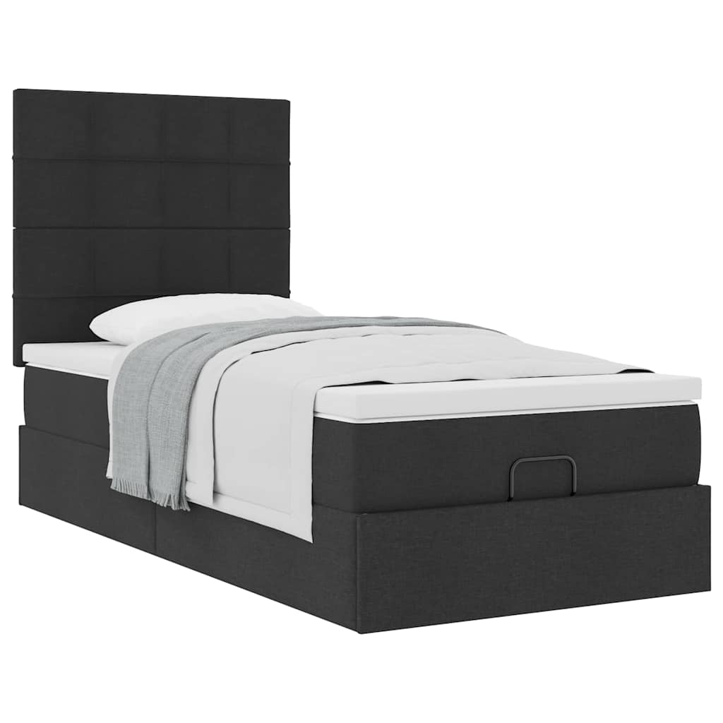 vidaXL Lit ottoman avec matelas Noir 90x190 cm Tissu