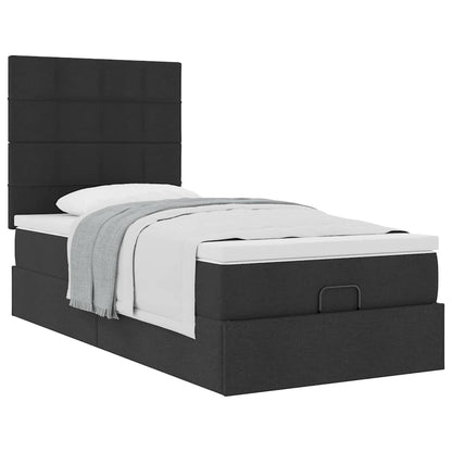 vidaXL Lit ottoman avec matelas Noir 90x190 cm Tissu