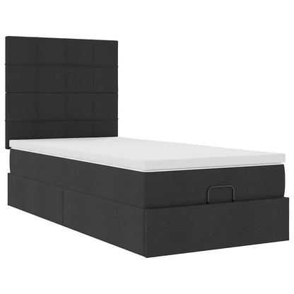 vidaXL Lit ottoman avec matelas Noir 90x190 cm Tissu
