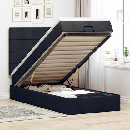 vidaXL Lit ottoman avec matelas Noir 90x190 cm Tissu
