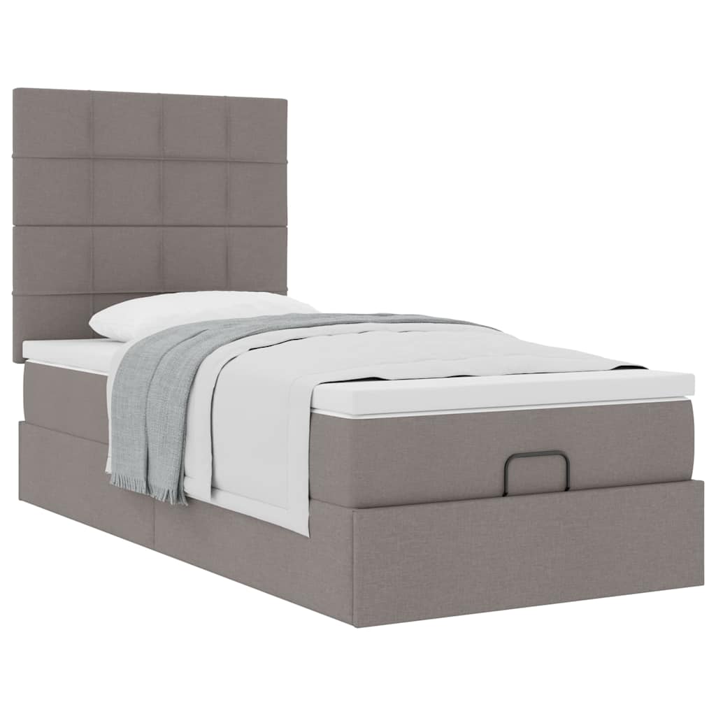 vidaXL Ottoman-Bett mit Matratze Taupe 90x190 cm Stoff