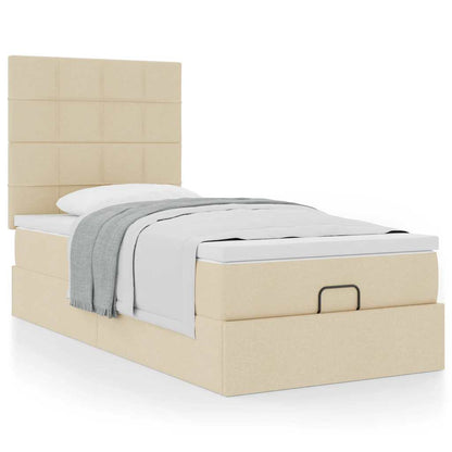 vidaXL Ottoman-Bett mit Matratze Creme 90x190 cm Stoff