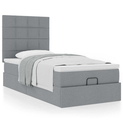 vidaXL Ottoman-Bett mit Matratze Hellgrau 90x200 cm Stoff