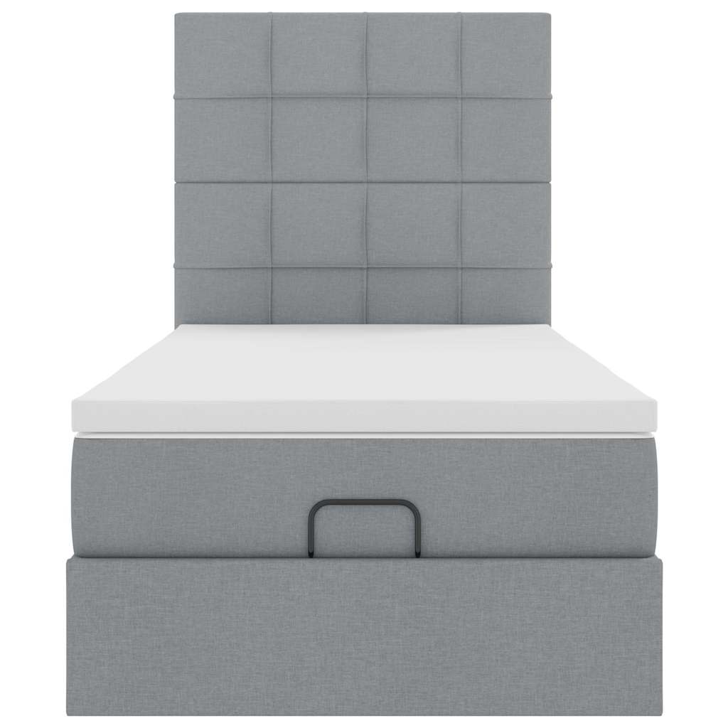 vidaXL Ottoman-Bett mit Matratze Hellgrau 90x200 cm Stoff