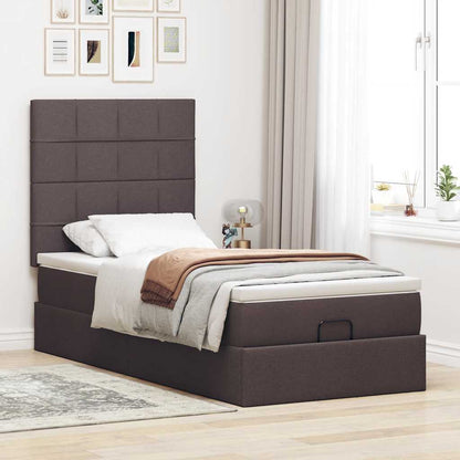 vidaXL Ottoman-Bett mit Matratze Dunkelbraun 90x200 cm Stoff
