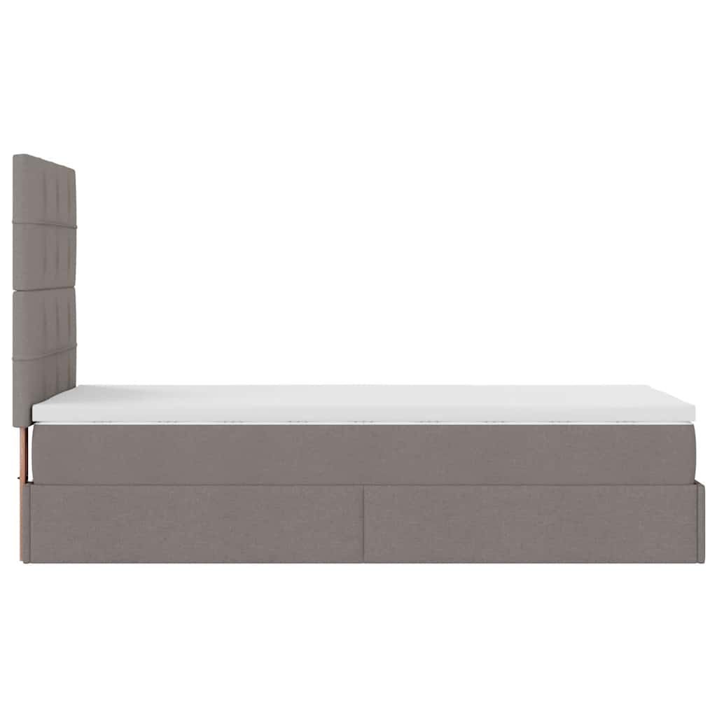 vidaXL Ottoman-Bett mit Matratze Taupe 90x200 cm Stoff