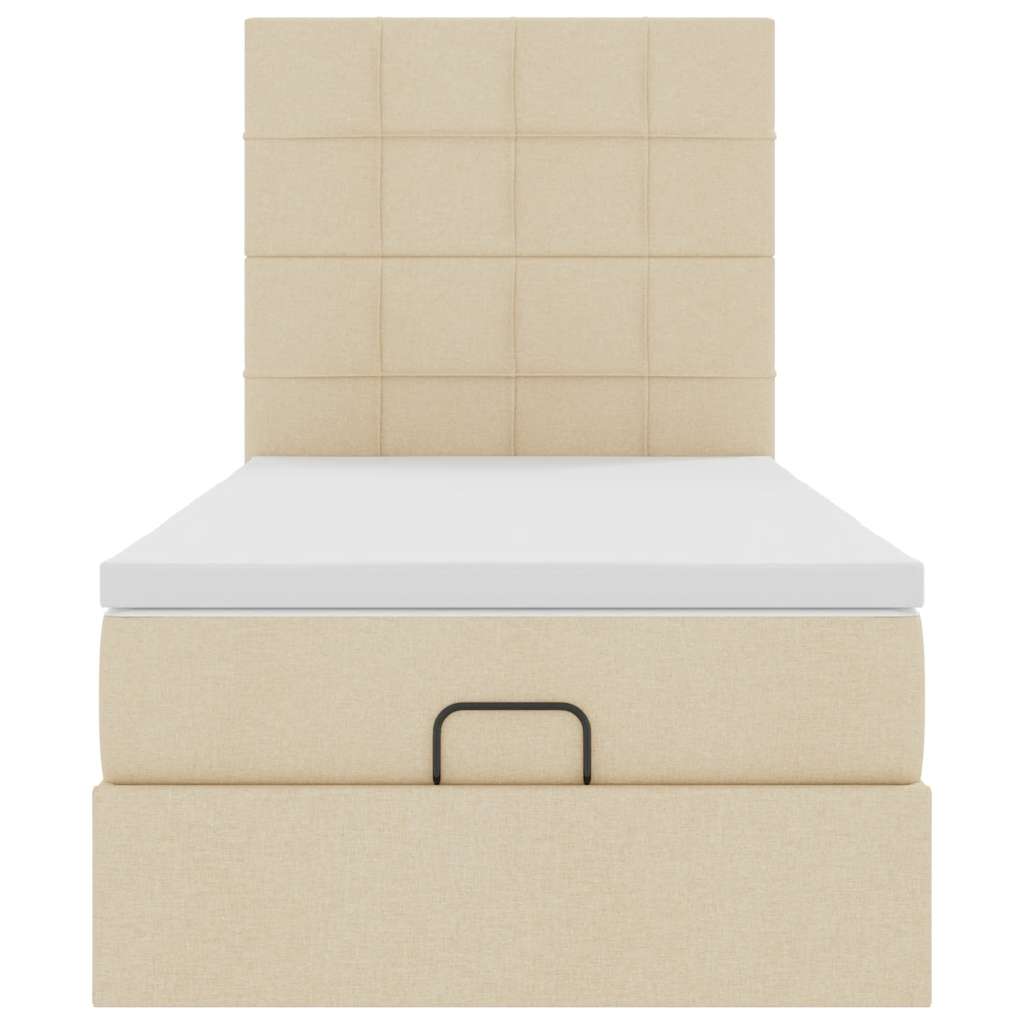 vidaXL Ottoman-Bett mit Matratze Creme 90x200 cm Stoff