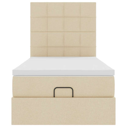 vidaXL Ottoman-Bett mit Matratze Creme 90x200 cm Stoff