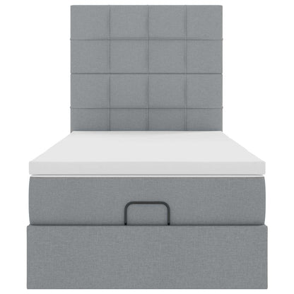 vidaXL Lit ottoman avec matelas Gris clair 100x200 cm Tissu