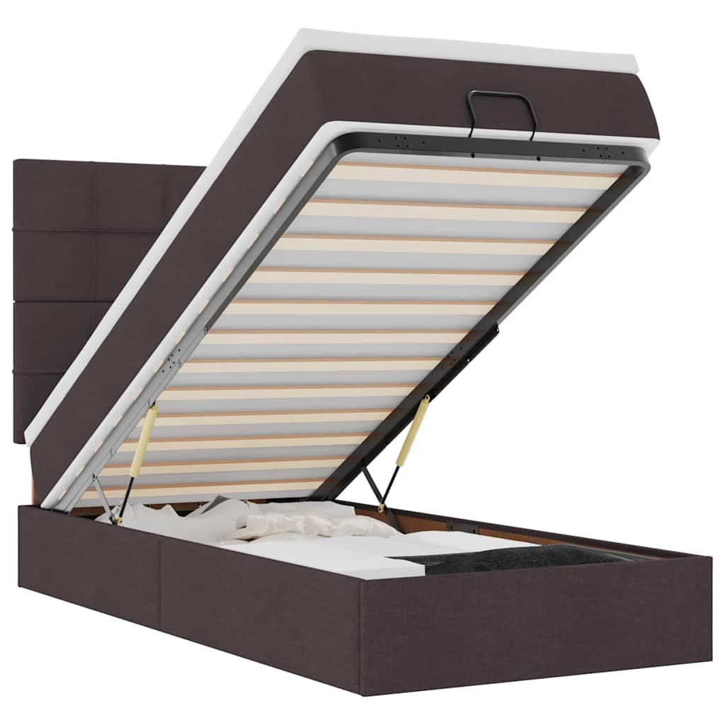 Ottoman-Bett mit Matratze Dunkelbraun 100x200 cm Stoff