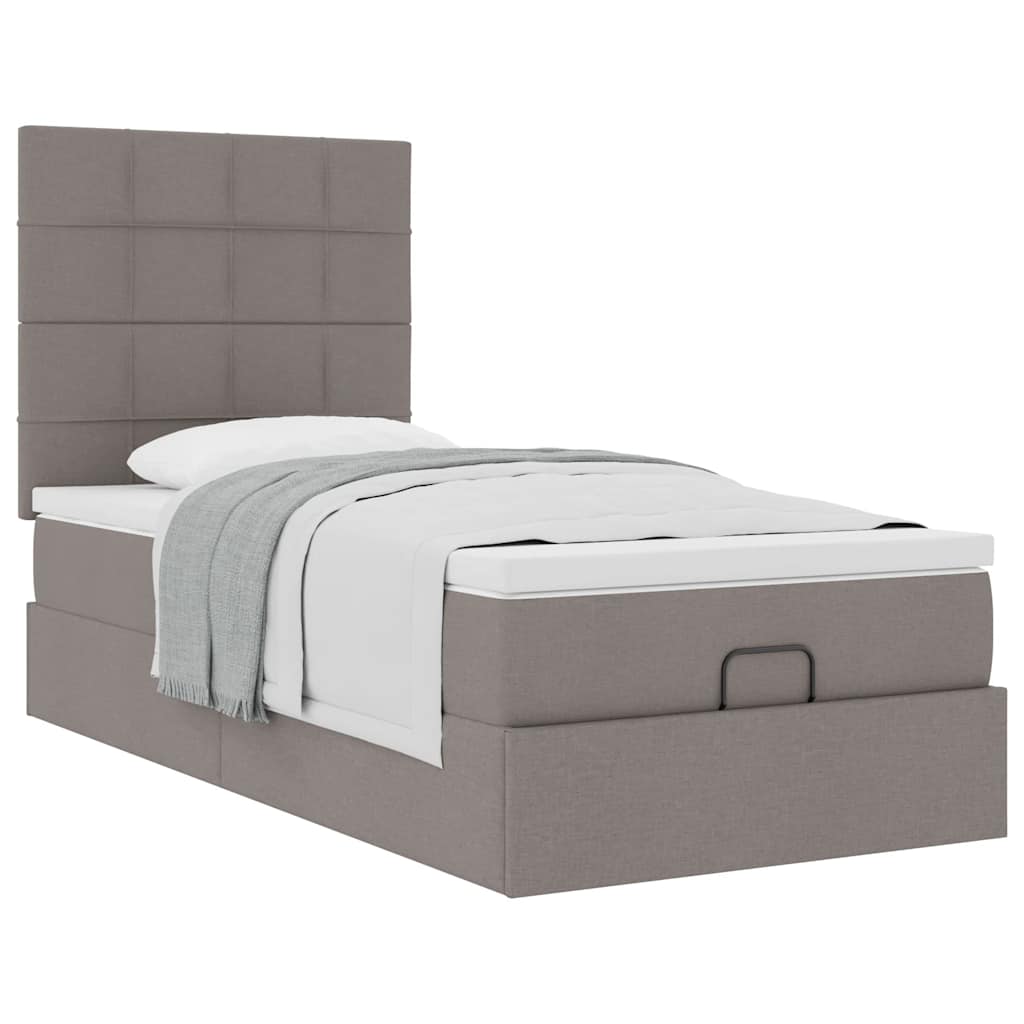 vidaXL Ottoman-Bett mit Matratze Taupe 100x200 cm Stoff
