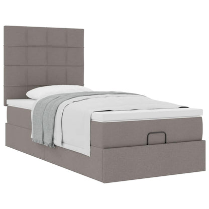 vidaXL Ottoman-Bett mit Matratze Taupe 100x200 cm Stoff
