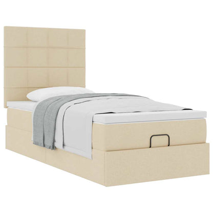 vidaXL Ottoman-Bett mit Matratze Creme 100x200 cm Stoff